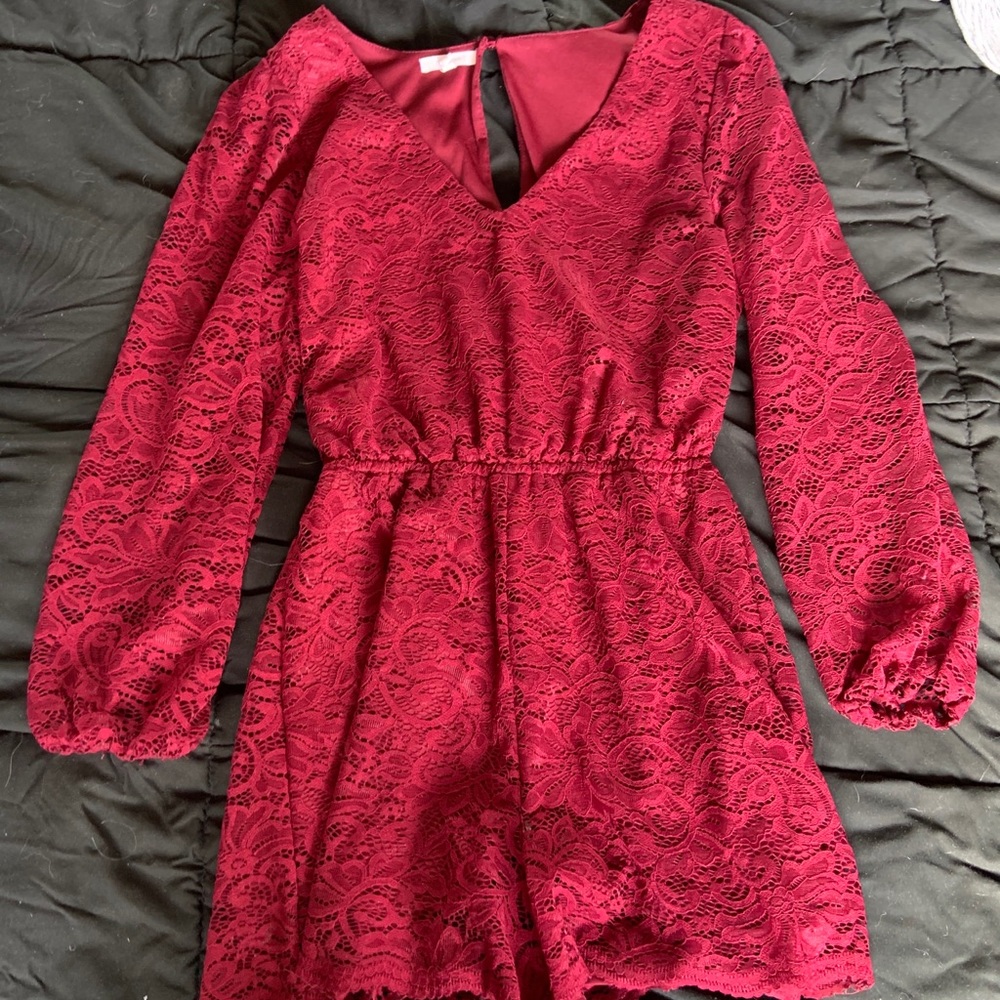 Lace burgundy romper